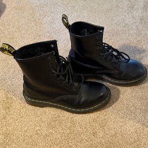Dr. Martens Black Leather Boots with Yellow Sole